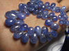 84 / Cts- 8 inches Full Strand Natural Blue -TANZANITE - Trully Gorgeous Quality - Smooth Polished Heart Briolett huge size - 5 - 8 mm - 56 pcs
